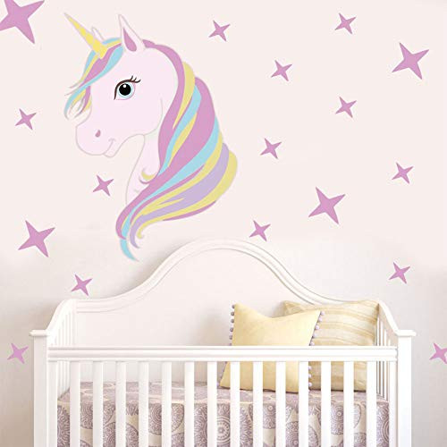 Bamsod Unicorn Wall Decal Wall Sticker Girls Bedroom Nursery Wall Decor