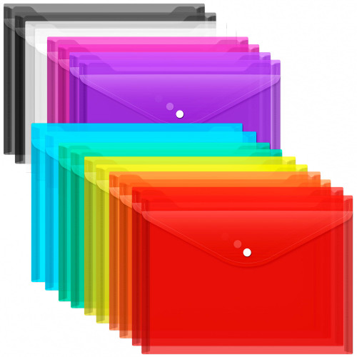 Plastic Envelopes Poly Envelopes, Clear Document Folders Plastic File Folders US Letter A4 Size File Envelopes, Waterproof Envelope Folders with Closure (Classic)