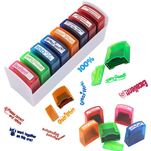 Adromy Teacher Stamps for Classroom, Self-Inking Teacher Stamps Set, Parent Signature Colorful Stamp Set for Classroom Grading Encouragement Motivation Recognition Office 8pcs Adromy Teacher Stamps for Classroom, Self-Inking Teacher Stamps Set, Parent Signature Colorful Stamp Set for Classroom Grading Encouragement Motivation Recognition Office 8pcs