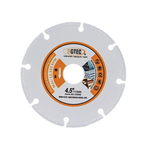 BGTEC Diamond Metal Cutting Disc,4.5"/115mm Vacuum Brazed Cut-Off Wheel Diamond Blade for Cutting Carbide Metal, Alloys, Iron,Stainless Steel