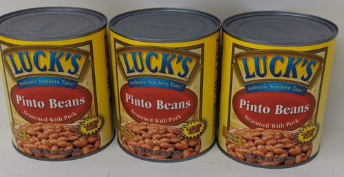 Lucks Pinto Beans and Recipes Bundle - Pack of 3 x 29 Ounce Cans of Lucks Canned Pinto Beans with Pork, Delicious Lucks Pinto Beans Canned