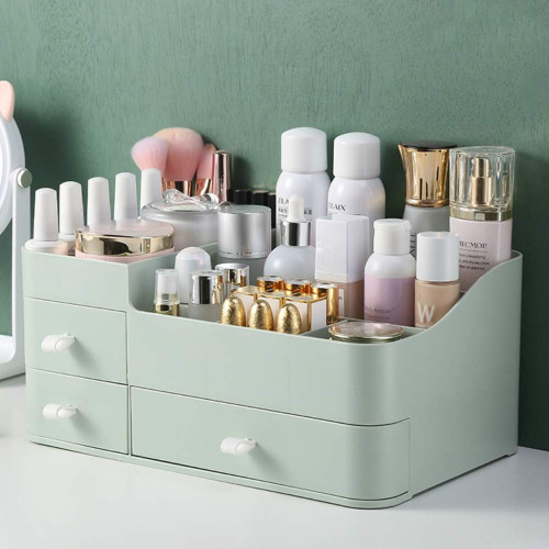 MIUOPUR Makeup Organizer for Vanity, Large Capacity Desk Organizer with Drawers for Cosmetics, Lipsticks, Jewelry, Nail Care, Skincare, Ideal for Bedroom and Bathroom Countertops - Large Green MIUOPUR Makeup Organizer for Vanity, Large Capacity Desk Organizer with Drawers for Cosmetics, Lipsticks, Jewelry, Nail Care, Skincare, Ideal for Bedroom and Bathroom Countertops - Large Green