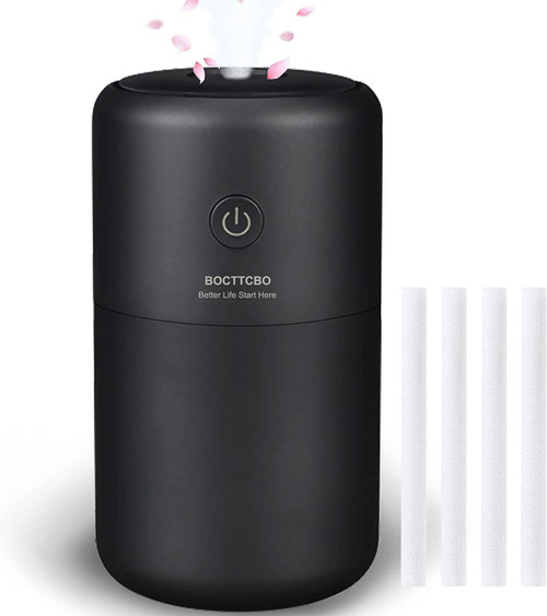 BOCTTCBO Portable Humidifiers for Bedroom, 230ml USB Humidifier with Colorful Night Light, Small Cool Mist Humidifier & Essential Oil Diffuser, Waterless Auto-Off, 2 Mist Modes, Quite for Babies, Plants, Office, Car, Travel