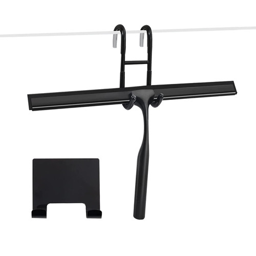 NUKEE Shower Squeegee for Glass Doors, Rubber Window Squeegee, Small Squeegee for Shower Glass Door, Shower Glass Cleaner, Glass Shower Door Cleaner, Squeegee for Window Cleaning (Black,14 Inch)