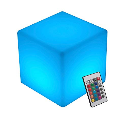 INNOKA LED Cube Light: 8-inch IP65 Waterproof, Cordless & Rechargeable Decorative Dimmable Mood Lamp with Remote Control - 16 RGB Color Changing - 4 Lighting Effects for Pool, Outdoor, Bedroom, Party