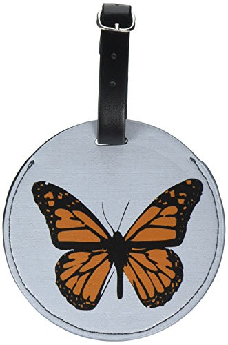 Graphics & More Monarch Butterfly Round Leather Luggage Id Tag Suitcase Carry-on, Black