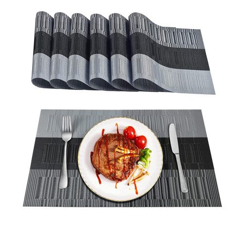 MOSIIKON Place Mats Set of 6, Heat-Resistant Placemat for Dining Table, Washable PVC Table Mats for Kitchen, Non-Slip Placemats MOSIIKON Place Mats Set of 6, Heat-Resistant Placemat for Dining Table, Washable PVC Table Mats for Kitchen, Non-Slip Placemats