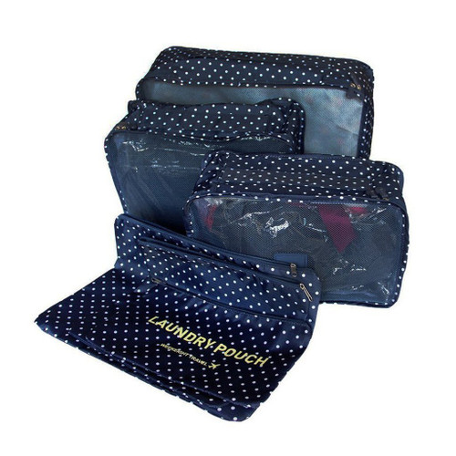 6Pcs Waterproof Travel Storage Bags Clothes Packing Cube Luggage Organizer Pouch-Navy Blue 6Pcs Waterproof Travel Storage Bags Clothes Packing Cube Luggage Organizer Pouch-Navy Blue