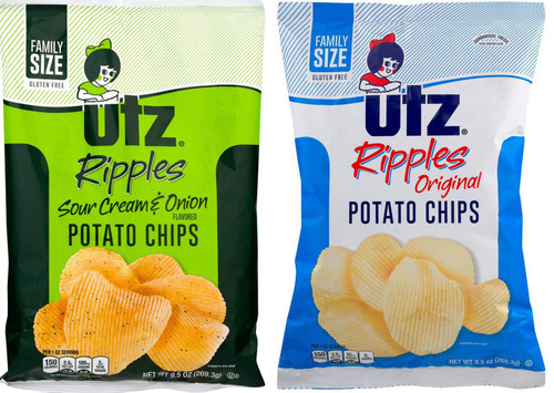 Rippled Salted Plain & Crunchy Potato Chip Bags Utz Potato Chips, Original + Sour Cream & Onion Ripples Flavor Snack Time Anytime! Rippled Salted Plain & Crunchy Potato Chip Bags Utz Potato Chips, Original + Sour Cream & Onion Ripples Flavor Snack Time Anytime!