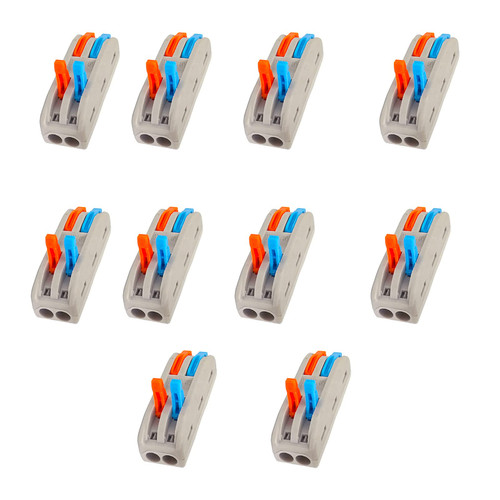 YVSPTIK 10PCS Lever Wire Nut 2-2 Conductor Assortment Pack Conductor Compact Splicing Connector SPL 2-2 Lever Wire Nut Kit for Electrical Solid Stranded Flexible Wires (color)