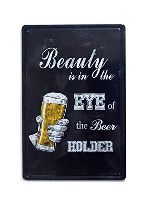 NaCraftTH Drink [ Eye of The Beer Holder ] Metal Iron Tin Sign Retro Vintage Wall Art Hanging Restaurant Cafe Home Decor, 8"x12"