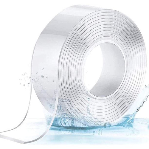 MKKENLEY Best Multipurpose Nano Grip Tape Reusable Removable Washable Double Sided Sticky Strips Seamless Traceless Tape Adhesive Kitchen Holder (Clear - 5M/16.4ft)