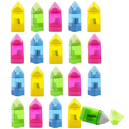 20 PCS Manual Pencil Sharpener with Eraser-2 in 1 Single Hole Triangular Shape Handheld Crayon Sharpener with Receptacle and Eraser for School, Office and Home Supplies 20 PCS Manual Pencil Sharpener with Eraser-2 in 1 Single Hole Triangular Shape Handheld Crayon Sharpener with Receptacle and Eraser for School, Office and Home Supplies