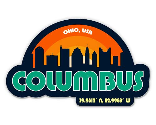 Squiddy Columbus Ohio City Skyline - Vinyl Sticker Decal for Phone, Laptop, Water Bottle (3" Wide)