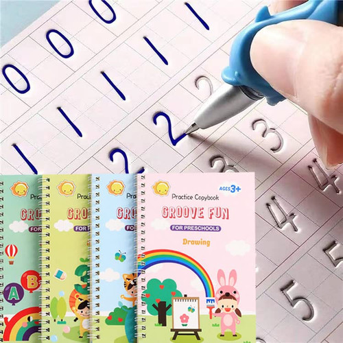 Handwriting Book Practice for Kids, Magic Practice Copybook Set?Reusable Grooved Handwriting Book ?Copybook Preschool for Kids Age 3-8 ?Calligraphy