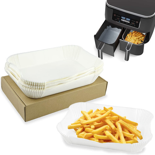 Air Fryer Liners for Dual Basket Air Fryer,90 Pcs Rectangle Air Fryer Disposable Paper Liner, Air Fryer Accessories for Ninja Foodi DZ201, Parchment Liners for Instant Vortex 2 Basket Airfryer