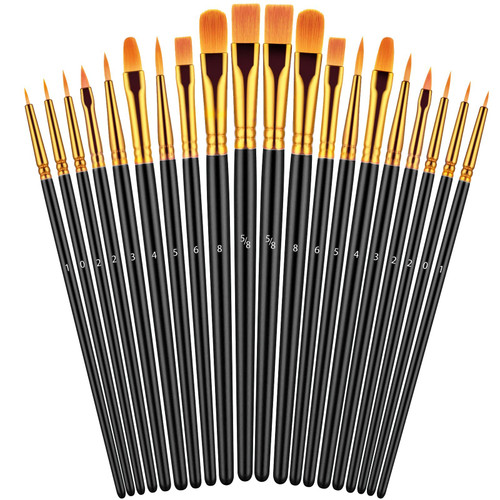 Paint Brushes Set, 20 Pcs Paint Brushes for Acrylic Painting, Oil Watercolor Acrylic Paint Brush, Artist Paintbrushes for Face Rock Canvas, Kids Adult Drawing Arts Crafts Supplies, Pure Black Paint Brushes Set, 20 Pcs Paint Brushes for Acrylic Painting, Oil Watercolor Acrylic Paint Brush, Artist Paintbrushes for Face Rock Canvas, Kids Adult Drawing Arts Crafts Supplies, Pure Black