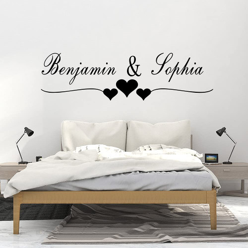Customizable Name Couple Wall Stickers for Bedroom Wall Decor Living Room Decoration Vinyl Sticker Home Accessories Wall Decals (XXXL 57cm X 204cm)