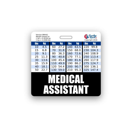 Medical Assistant Badge Buddy Horizontal w/Height & Weight Conversion Charts (Standard, Black)