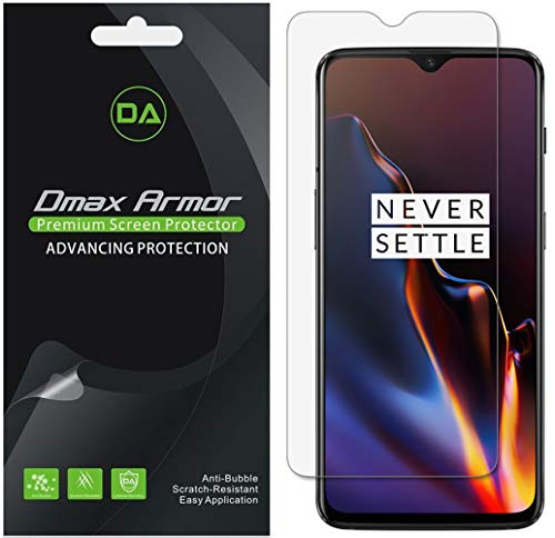[6-Pack] Dmax Armor for OnePlus 6T Screen Protector, Anti-Bubble High Definition Clear Shield - Lifetime Replacements Warranty- Retail Packaging