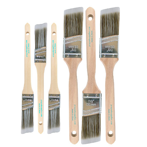 Vermeer Paint Brushes 6-Pack Angle Brushes in Assorted Sizes for All Latex and Oil Paints & Stains - Home Improvement - Interior & Exterior Use
