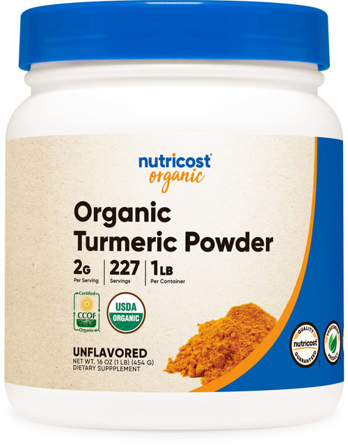 Nutricost Organic Turmeric Root Powder 1 LB (16oz) - Certified USDA Organic, Food Grade, Gluten Free, Non-GMO