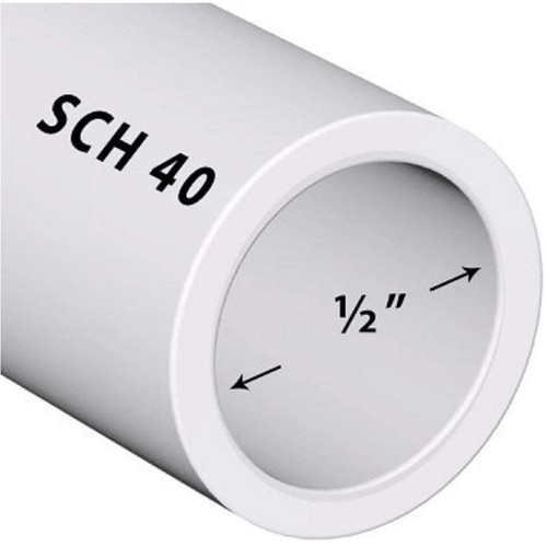 Manufacturer Direct PVC Pipe Sch40 1/2 Inch (0.5) White Custom Length - 2FT