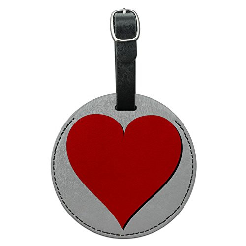 Graphics & More Heart Round Leather Luggage Id Tag Suitcase Carry-on, Black