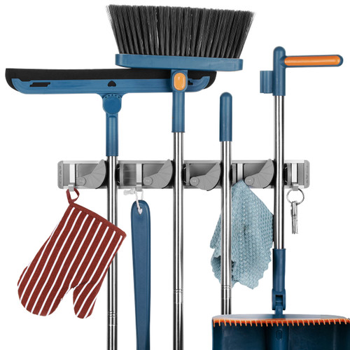 Mr. Pen- Mop and Broom Holder Wall Mount, 4 Positions with 4 Hooks, Broom and Mop Organizer Wall Hanging, Mop Holder Wall Mount, Broom Hangers for Wall, Broom Organizer Wall Mount, Broom Hanger Mr. Pen- Mop and Broom Holder Wall Mount, 4 Positions with 4 Hooks, Broom and Mop Organizer Wall Hanging, Mop Holder Wall Mount, Broom Hangers for Wall, Broom Organizer Wall Mount, Broom Hanger