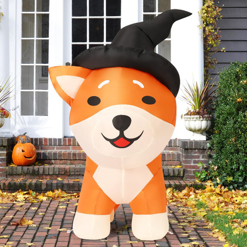 COMIN Halloween Inflatable 4FT Wizard Shiba Inu Dog with Built-in LEDs Blow Up Yard Decoration for Holiday Party Indoor, Outdoor, Yard, Garden, Lawn