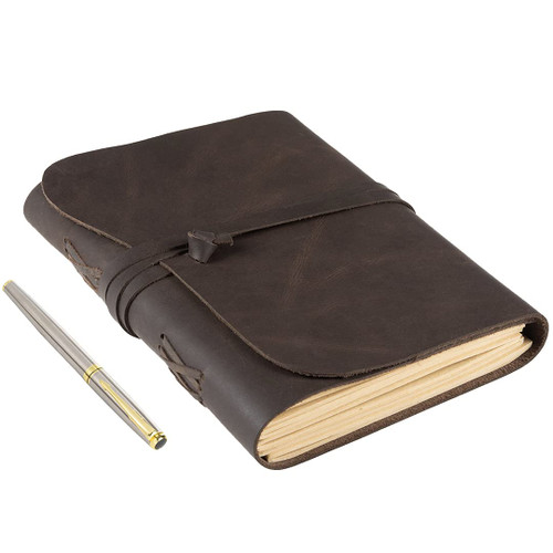 ELIZO Leather Journal Notebook Leather Bound Journal for Men - 7x9 Refillable Leather journal with Lined Pages - Writing Journals for Women - Large Travel Journal Diary Pen Gift Set