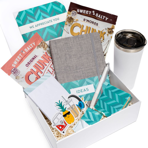 Thank You Gifts for Women Men - Employee Appreciation Gifts Box - Teacher Coworker Boss Secretary Admin Hostess Bulk Thank You Gifts Basket with 16 oz Chevron White Tumbler, Snacks, Journal, Note Pad Thank You Gifts for Women Men - Employee Appreciation Gifts Box - Teacher Coworker Boss Secretary Admin Hostess Bulk Thank You Gifts Basket with 16 oz Chevron White Tumbler, Snacks, Journal, Note Pad
