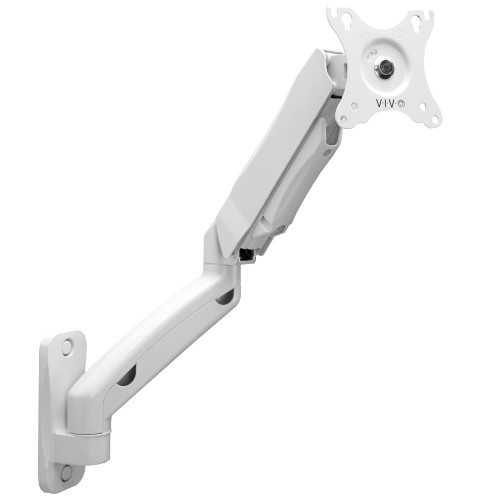 VIVO Height Adjustable Pneumatic Extended Arm Single Monitor Wall Mount, Full Motion Articulating, Fits 17 to 27 inch Screen, White, MOUNT-V001GW