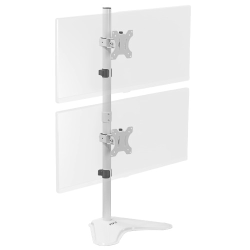 VIVO Dual Monitor Desk Stand Free-Standing LCD Mount, Holds in Stacked Vertical Position 2 Ultrawide Screens up to 34 inches, White, STAND-V002LW