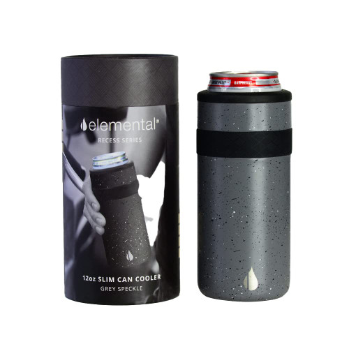 Elemental Insulated Slim Can Cooler, Triple Wall Stainless Steel Skinny Can Cooler - Drink Cooler Insulator for 12oz Skinny Seltzers, Beer, Soda Cans - Speckle Grey Elemental Insulated Slim Can Cooler, Triple Wall Stainless Steel Skinny Can Cooler - Drink Cooler Insulator for 12oz Skinny Seltzers, Beer, Soda Cans - Speckle Grey