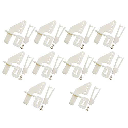 RuiLing 10 Sets Airplane 4-Hole Nylon Pin Control Horns and Self-Locking Clevis Kit Model Airplane Electric Aircraft RC Fixed-Wing DIY Parts Plug Type Self-Lock KT Rudder Angle