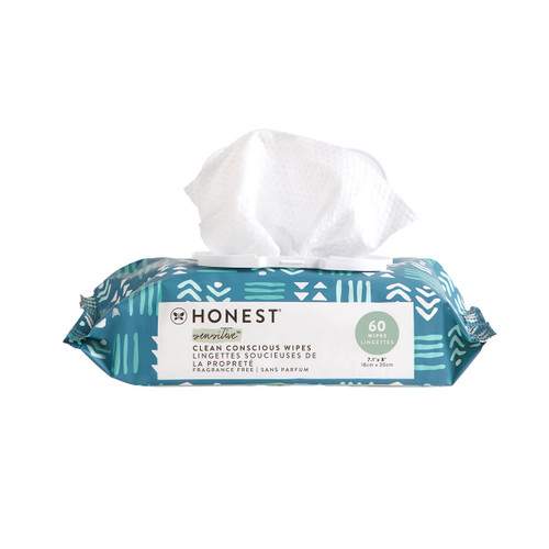 The Honest Company Clean Conscious Wipes | 99% Water, Compostable, Plant-Based, Baby Wipes | Hypoallergenic, EWG Verified | Balance Blues, 60 Count