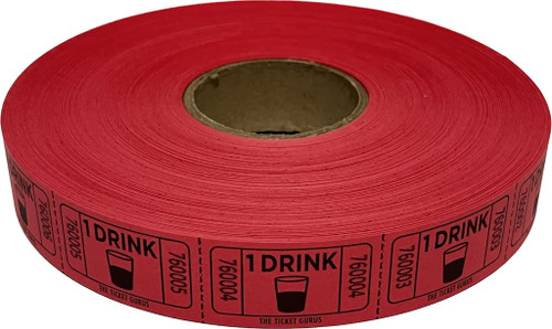 The Ticket Gurus-roll of 2000 Red Drink Tickets Single Roll Consecutively Numbered Raffle Tickets