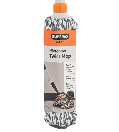 Superio Twist Mop Heads Self Wringing Mop Replacement Microfiber Mop Refill Commercial/Industrial Use.-Grey