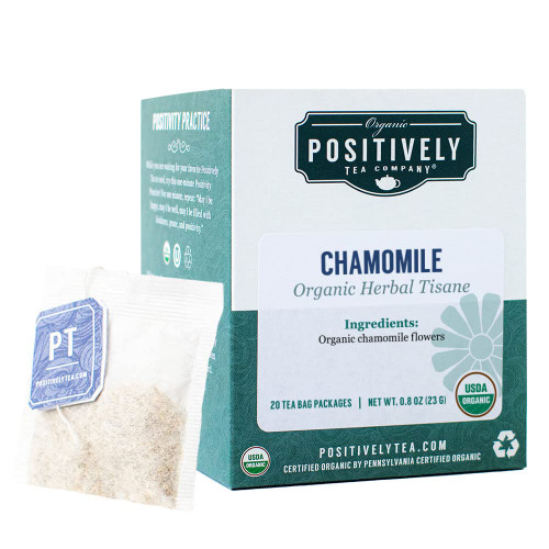 Organic Positively Tea Company, Chamomile Herbal Tea Bags, 20 Count