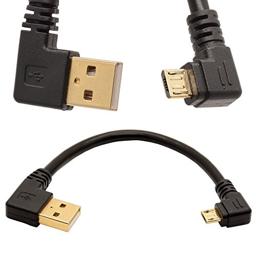Gold Plated USB 2.0 A Left Angle to Micro B Right angled Cable Data Sync and Charge Cable (Right)