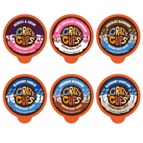 Crazy Cups Blueberry Coffee Pods Variety Pack, Magic Berries Flavored Coffee Pods, Single Serve Recyclable Pods Compatible With Keurig K Cup Brewers, 24 Count