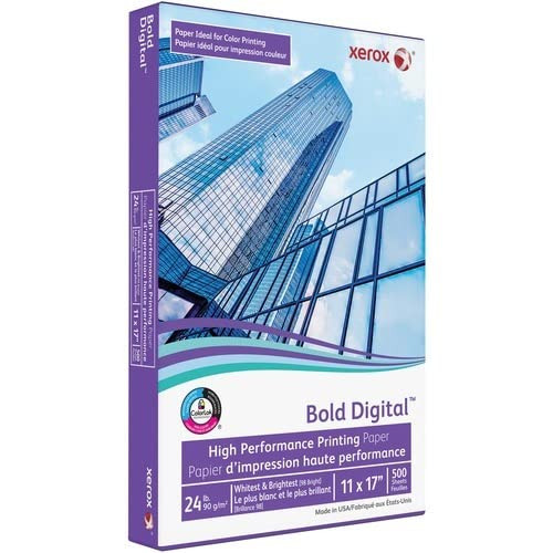 xerox Bold Digital Printing Paper, 98 Bright, 24 lb Bond Weight, 11 x 17, White, 500/Ream