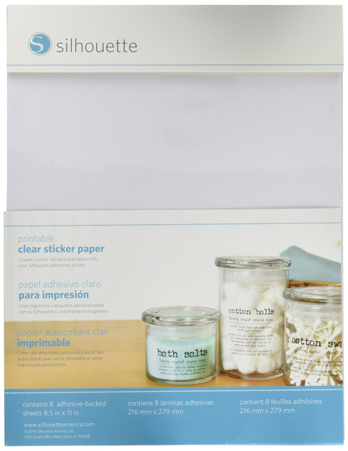 Silhouette Printable Sticker Paper 8.5X11 8/Pkg-Clear