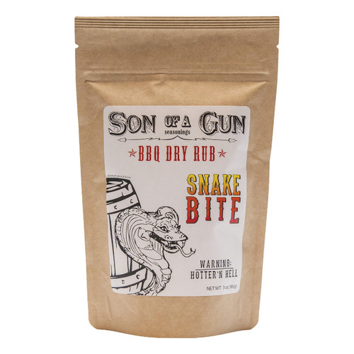 Son of a Gun Seasonings - Snake Bite Spicy BBQ Dry Rub, with Salt, Hot with a Fiery Kick Spice Blend - All-Purpose Grilling Spice Rub/All-Natural, No Preservatives, No MSG, No Fillers - 3oz Pack Son of a Gun Seasonings - Snake Bite Spicy BBQ Dry Rub, with Salt, Hot with a Fiery Kick Spice Blend - All-Purpose Grilling Spice Rub/All-Natural, No Preservatives, No MSG, No Fillers - 3oz Pack