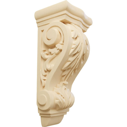 Ekena Millwork COR03X02X07FRMA Small Farmingdale Acanthus Wood Corbels, 3 1/2"W x 2 7/8"D x 7 3/4"H, Maple