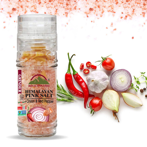 Himalayan Chef Onion & Red Crushed Pepper with Pink Himalayan Salt Grinder-3.5 oz (5327A)