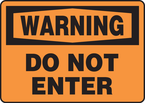 Accuform MADM321VP Plastic Sign, "Warning Do Not Enter", 7" Length x 10" width x 0.055" Thickness, black On Orange, 7" Height, 10" Wide, 7" Length, Plastic, 7" x 10"