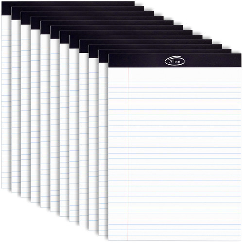 Alitte Legal Notepads 8.5 x 11, Pack of 12 - Perforated Wide Ruled Writing Pad - Premium Thick Paper, No Ink Bleeding - Blank Legal Pads For Home, Office, School, Business - 50 Sheets Per Notebook