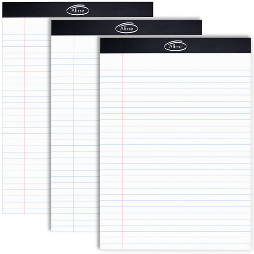 Alitte Legal Notepads 8.5 x 11, Pack of 3 - Perforated Wide Ruled Writing Pad - Premium Thick Paper, No Ink Bleeding - Blank Legal Pads For Home, Office, School, Business - 50 Sheets Per Notebook